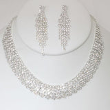 SILVER Rhinestone Necklace Earring Set - Ships from The US - necklace at TFC&H Co.