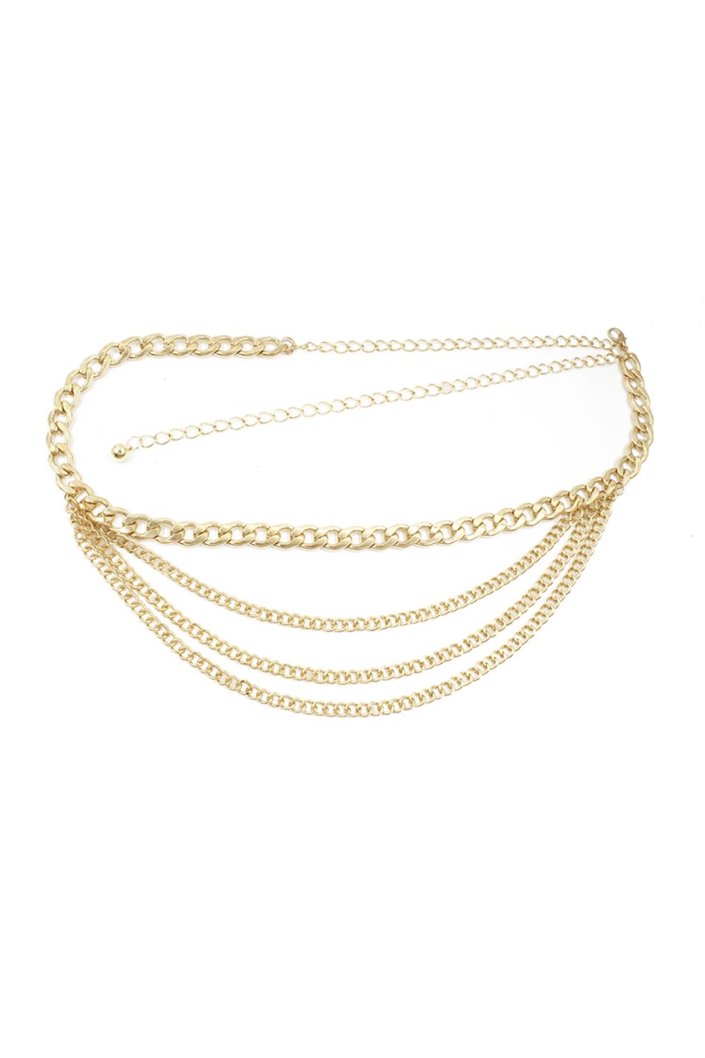 GOLD Metal Multi Chain Layered Bally Chain Belt - Ships from The US - belt at TFC&H Co.
