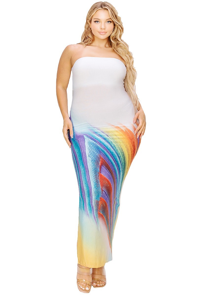 - Voluptuous (+) Plus sleeveless color gradient tube top maxi dress - Ships from The USA - womens dress at TFC&H Co.