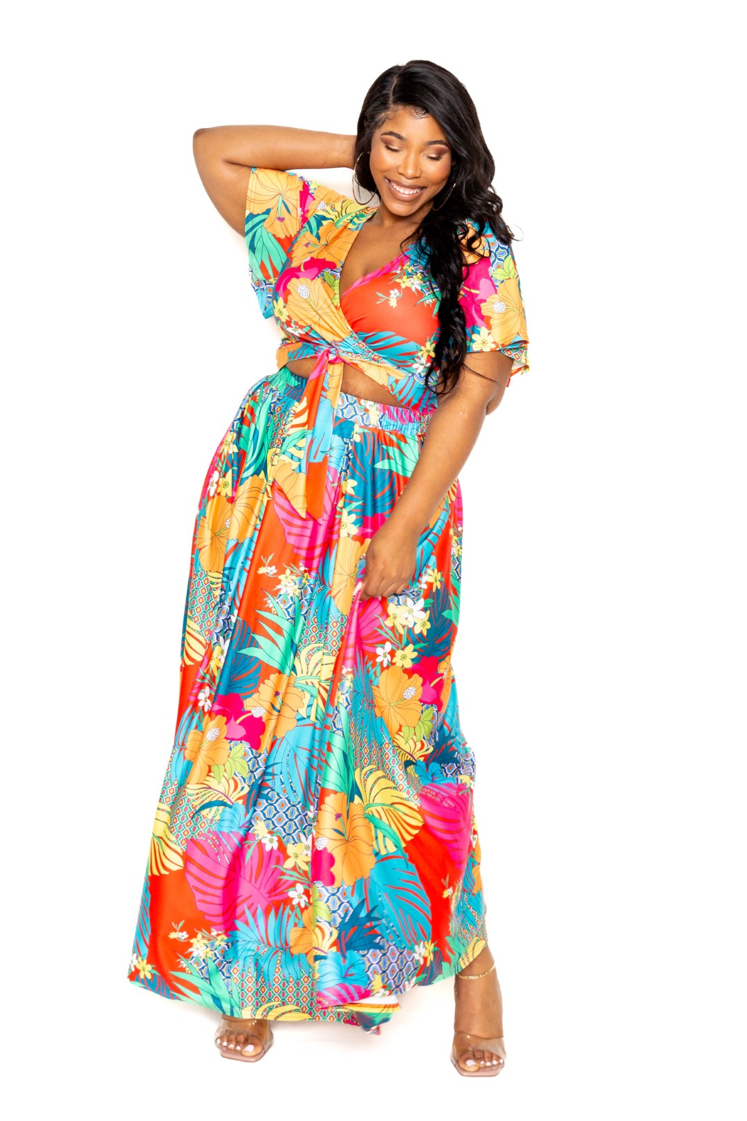 Tropical floral maxi clearance skirt