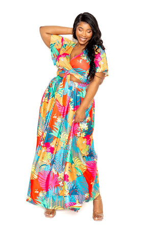 Tropical floral maxi skirt & top set - Ships from The USA - women's skirt set at TFC&H Co.