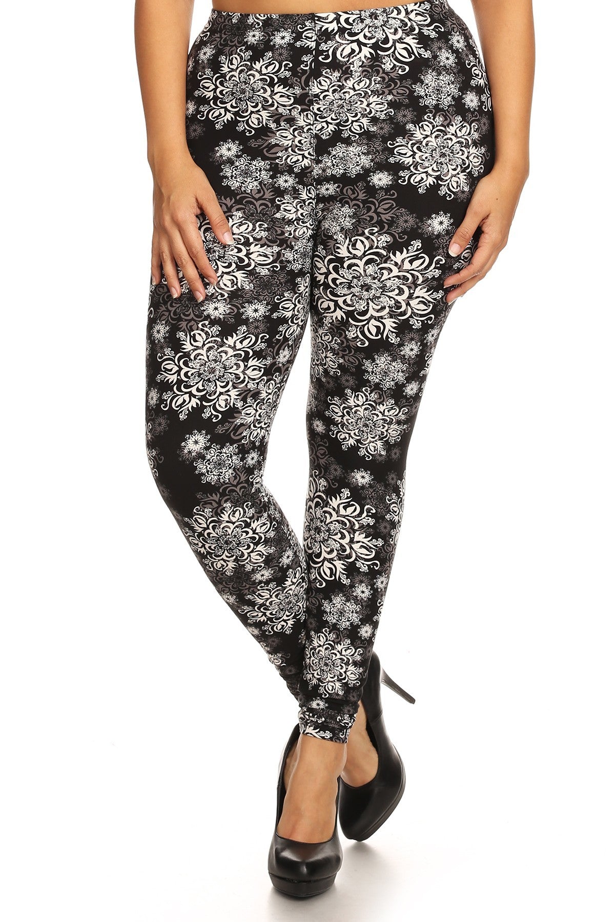 Voluptuous (+) Plus Size Abstract Print, Full Length Leggings - Ships from The USA - women's leggings at TFC&H Co.
