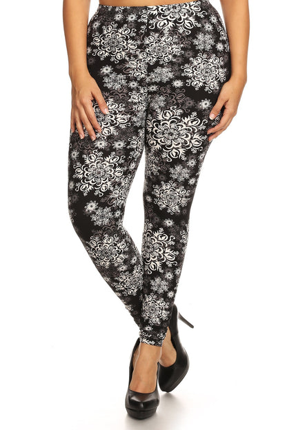 Voluptuous (+) Plus Size Abstract Print, Full Length Leggings - Ships from The USA - women's leggings at TFC&H Co.