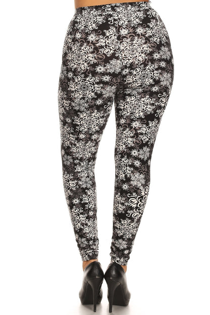 MULTI ONE SIZE FITS MOST Voluptuous (+) Plus Size Abstract Print, Full Length Leggings - Ships from The USA - women's leggings at TFC&H Co.