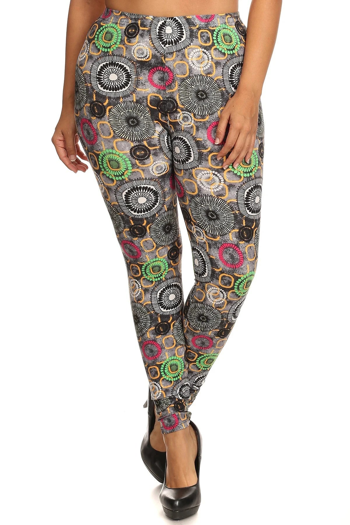 Voluptuous (+) Plus Size Abstract Print Slim Fit Leggings - Ships from The USA - women's leggings at TFC&H Co.