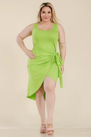 Voluptuous (+) Plus Size Solid Wrap Front Tie Side Midi Dress - Ships from The USA - women's dress at TFC&H Co.