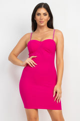 FUCHSIA - Rhinestone Strap Bustier Top Dress - 5 colors - Ships from The USA - womens dress at TFC&H Co.