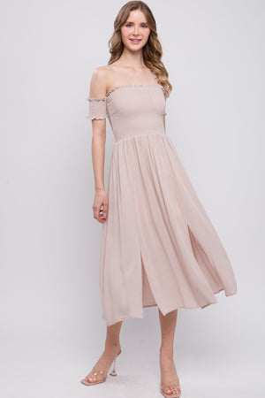 NATURAL Flowy Off The Shoulder Dress - 6 colors - Ships from The USA - women's dress at TFC&H Co.