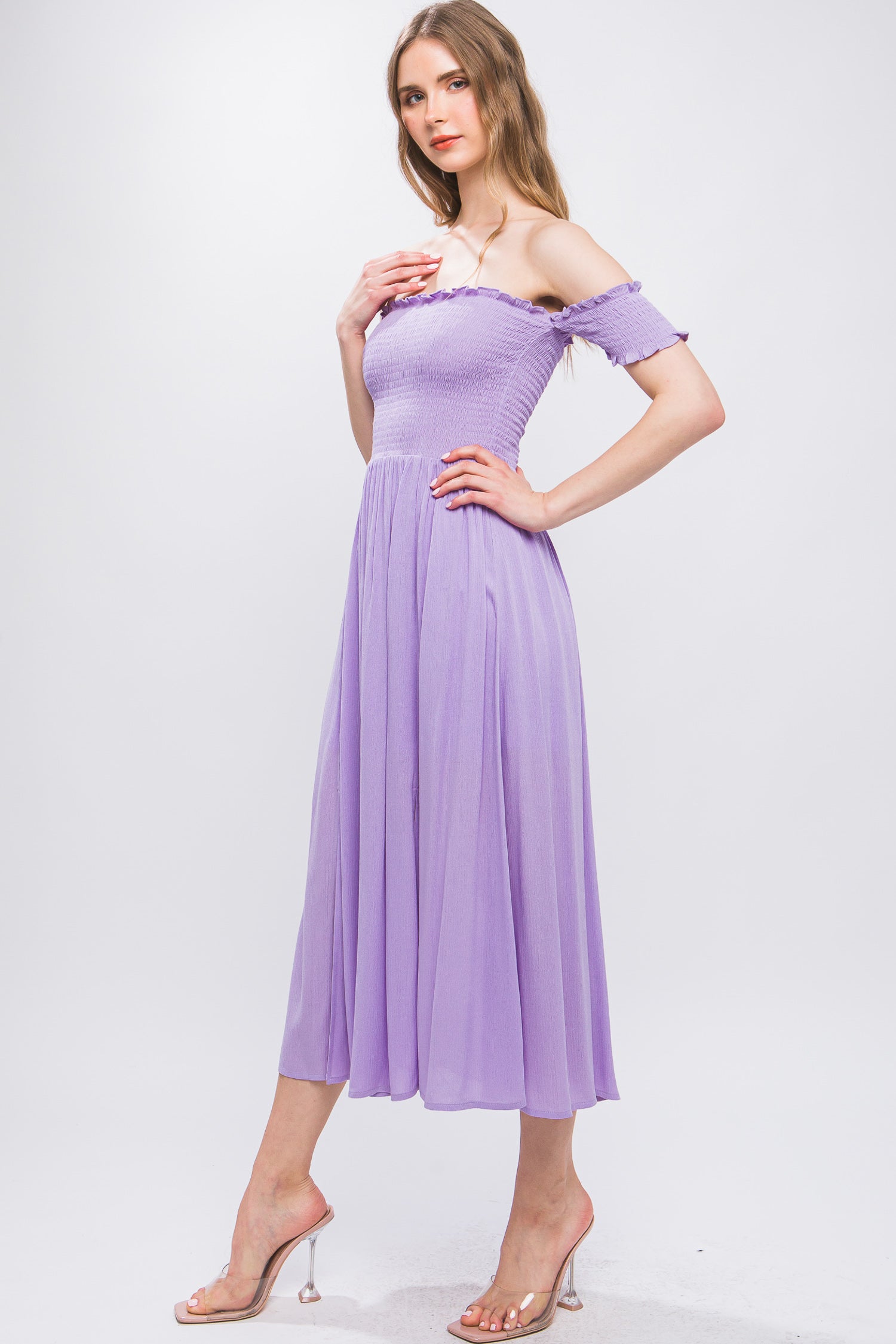 LAVENDER Flowy Off The Shoulder Dress - 6 colors - Ships from The USA - women's dress at TFC&H Co.