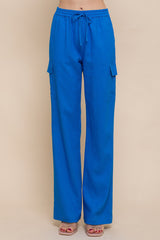 AZURE Linen Straight Leg Cargo Pants - 3 colors - Ships from The USA - women's pants at TFC&H Co.