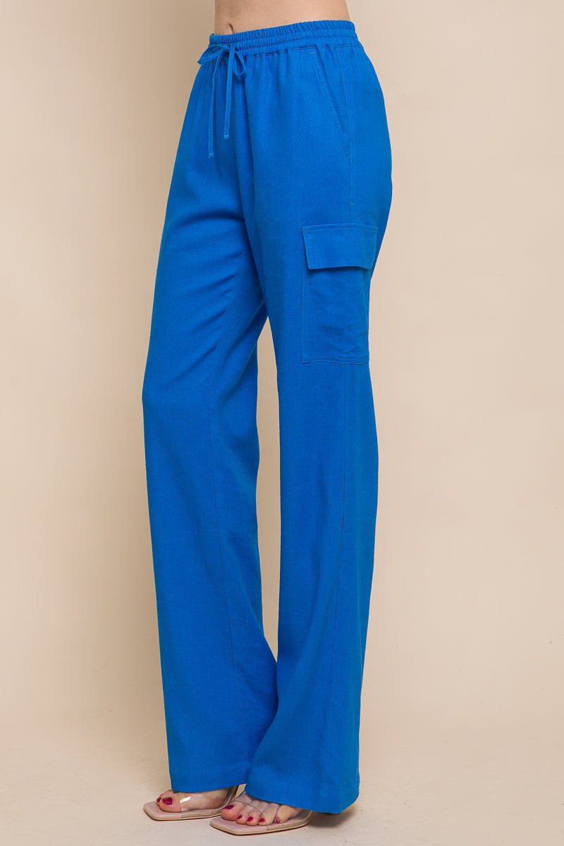 Linen Straight Leg Cargo Pants - 3 colors - Ships from The USA - women's pants at TFC&H Co.
