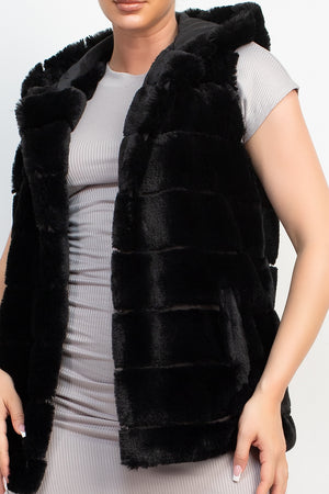 - Faux Fur Collared Vest - womens vest at TFC&H Co.