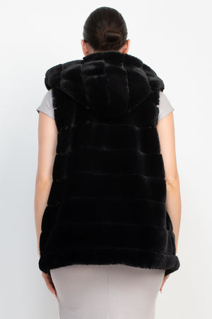 - Faux Fur Collared Vest - womens vest at TFC&H Co.