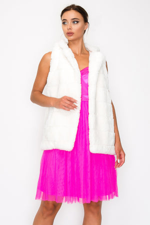 - Faux Fur Collared Vest - womens vest at TFC&H Co.