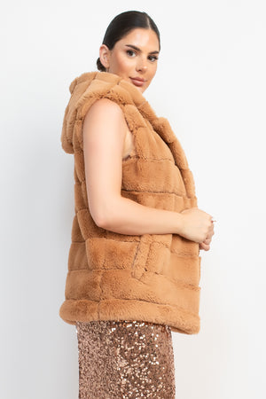 - Faux Fur Collared Vest - womens vest at TFC&H Co.