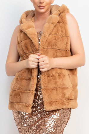 - Faux Fur Collared Vest - womens vest at TFC&H Co.