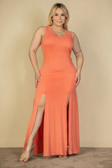 Flamingo Voluptuous (+) Plus Size Plunge Neck Thigh Split Maxi Dress - 4 colors - women's dress at TFC&H Co.