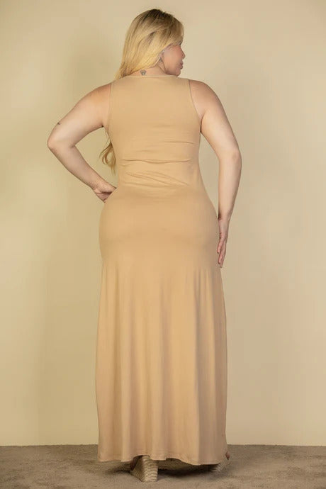 Voluptuous (+) Plus Size Plunge Neck Thigh Split Maxi Dress - 4 colors - women's dress at TFC&H Co.