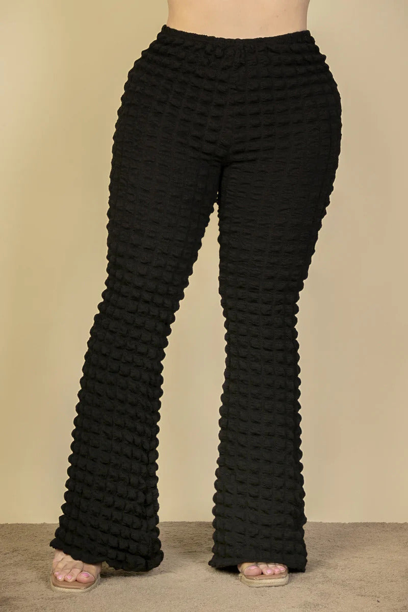 Black Voluptuous (+) Plus Size Bubble Fabric Flare Pants - 3 colors - women's pants at TFC&H Co.