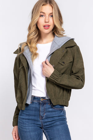 - Long Slv Hooded Corduroy Jacket - 5 colors - womens jacket at TFC&H Co.