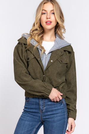 - Long Slv Hooded Corduroy Jacket - 5 colors - womens jacket at TFC&H Co.