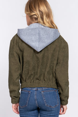 - Long Slv Hooded Corduroy Jacket - 5 colors - womens jacket at TFC&H Co.