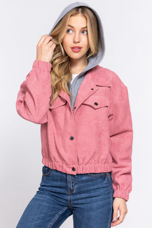 - Long Slv Hooded Corduroy Jacket - 5 colors - womens jacket at TFC&H Co.