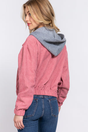 - Long Slv Hooded Corduroy Jacket - 5 colors - womens jacket at TFC&H Co.