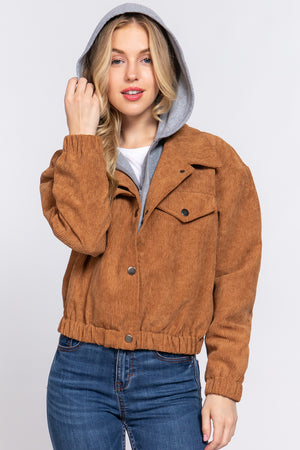 - Long Slv Hooded Corduroy Jacket - 5 colors - womens jacket at TFC&H Co.