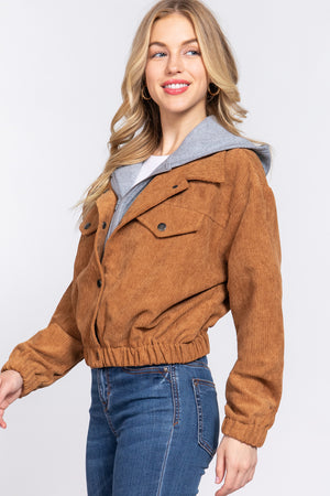 - Long Slv Hooded Corduroy Jacket - 5 colors - womens jacket at TFC&H Co.