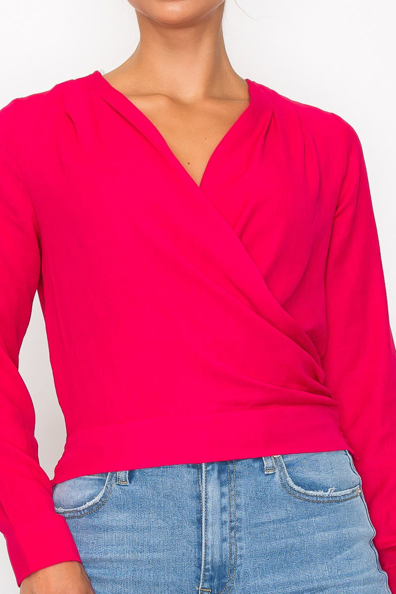 Front Wrap Surplice Neck Top - 5 colors - women's shirt at TFC&H Co.