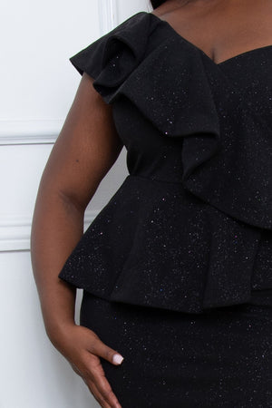- Glitter Ruffle Across Body Voluptuous (+) Plus Size Maxi Dress - 3 colors - womens dress at TFC&H Co.