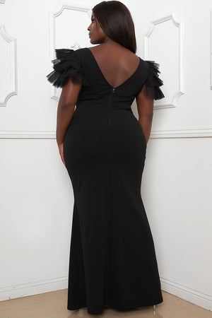 - Mesh Tulle Shoulder Voluptuous (+) Plus Size Maxi Dress - 3 colors - womens dress at TFC&H Co.