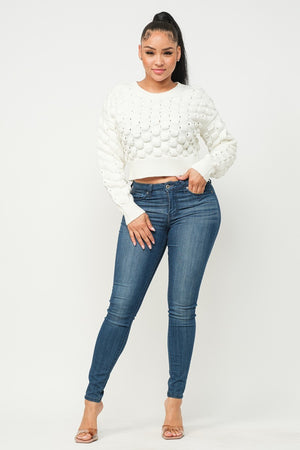 Cream Checker Sweater Top - 3 colors - women's sweater at TFC&H Co.