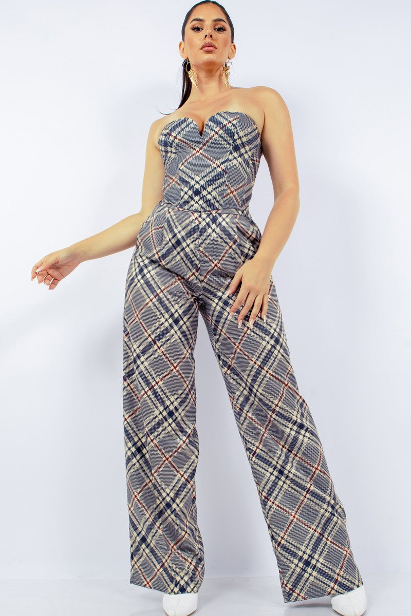 Plaid Bustier Top & Wide Pants Outfit Set – TFC&H Co.