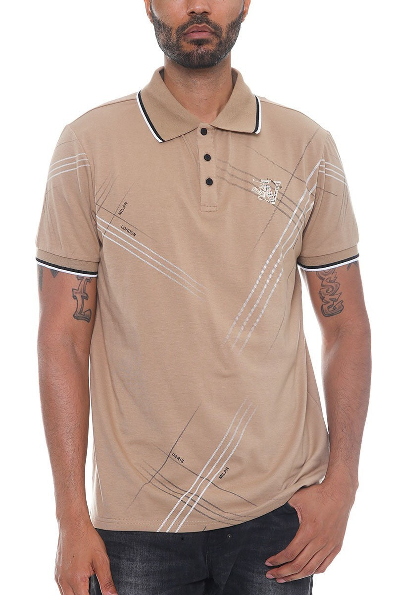 Khaki - Version Couture Polo Button Down Men's Shirt - 4 colors - mens polo shirt at TFC&H Co.