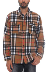 Camel Men's Checkered Soft Flannel Shacket - 8 colors - men's button-up shirt at TFC&H Co.