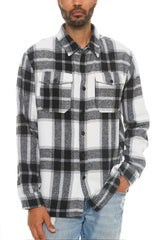 White Black - Men's Checkered Soft Flannel Shacket - 8 colors - mens button-up shirt at TFC&H Co.