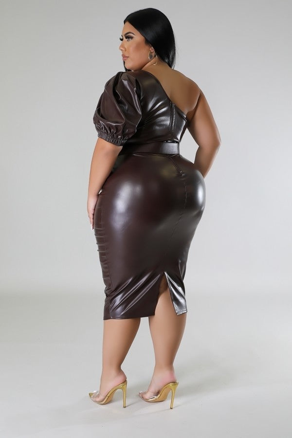 Voluptuous (+) Faux Leather Semi-stretch Dress - 2 colors - women's dress at TFC&H Co.