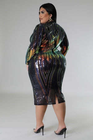 Voluptuous (+) Long Sleeve Sequin Stretch Dress - women's dress at TFC&H Co.