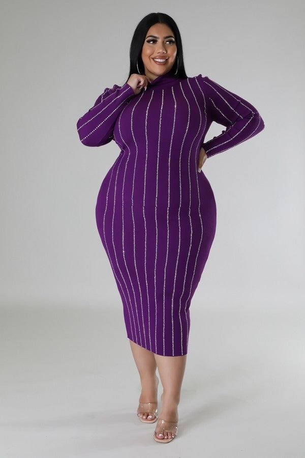 Purple - Voluptuous (+) Plus Size Turtle Neck Stretch Dress - 3 colors - womens dress at TFC&H Co.