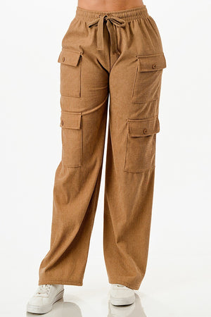 Khaki M Solid Corduroy Cargo Pants - 5 colors - women's pants at TFC&H Co.