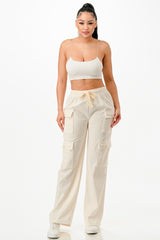 Cream Solid Corduroy Cargo Pants - 5 colors - women's pants at TFC&H Co.