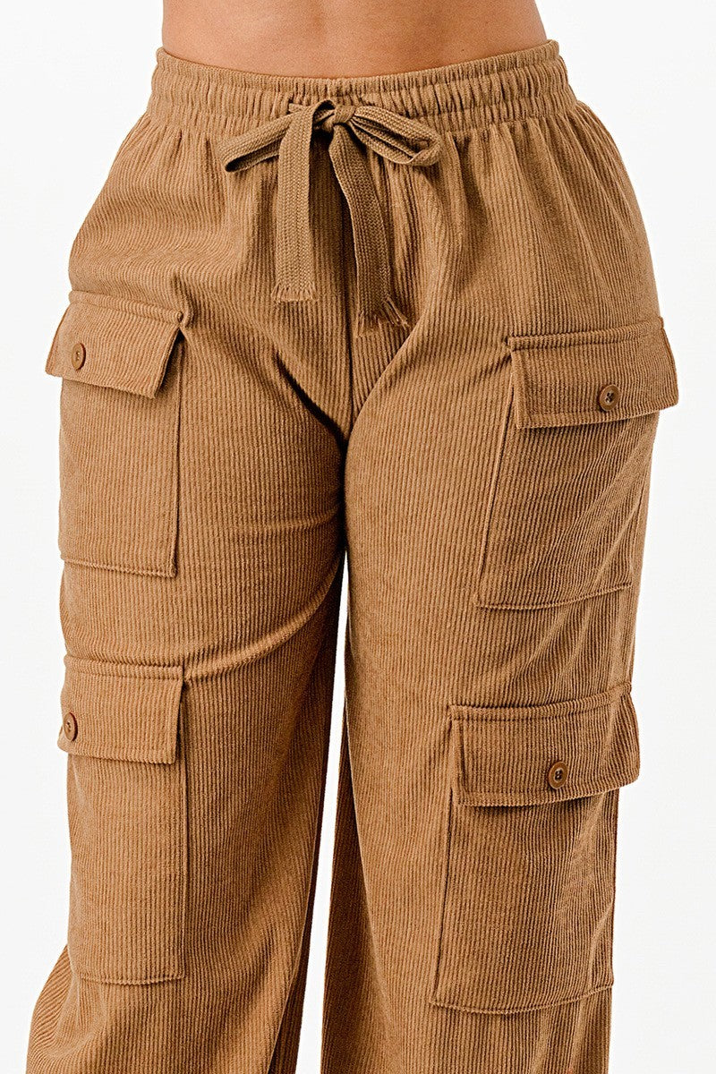 Solid Corduroy Cargo Pants - 5 colors - women's pants at TFC&H Co.