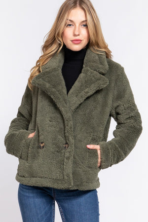 Olive L Faux Fur Sherpa Jacket - women's jacket at TFC&H Co.