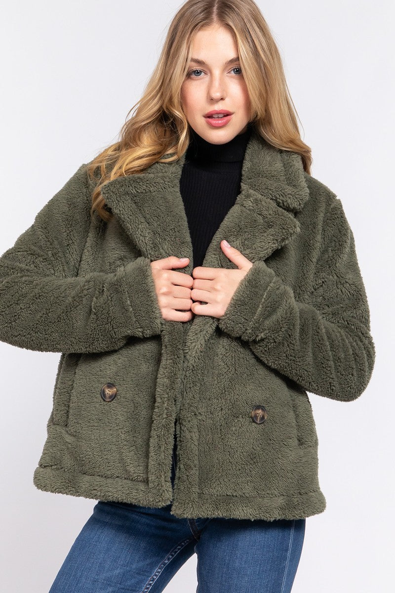 Olive M Faux Fur Sherpa Jacket - women's jacket at TFC&H Co.