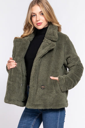 Olive S - Faux Fur Sherpa Jacket - womens jacket at TFC&H Co.