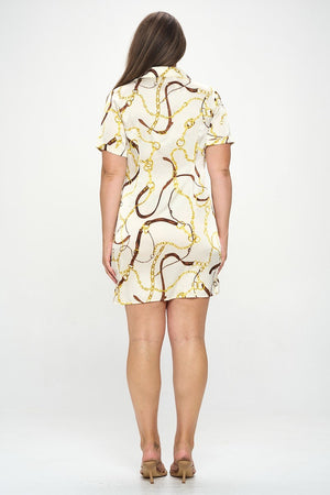 Voluptuous (+) Plus Ribbon Print Short Sleeve Wrap Tie Dress - 2 colors - women's dress at TFC&H Co.