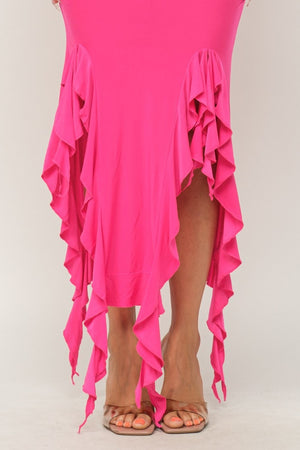 Hem Slit Bottom Ruffle Tube Maxi Dress - 4 colors - women's dress at TFC&H Co.