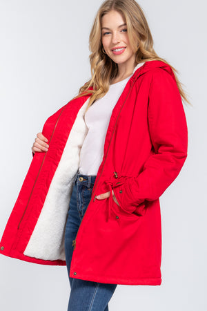 - Fleece Lined Fur Hoodie Utility Jacket - 4 colors - womens jacket at TFC&H Co.